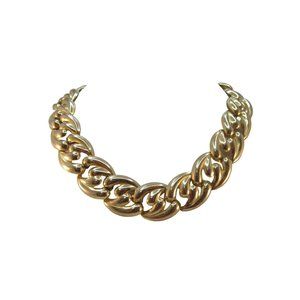 Vintage Gold Tone Abstract Link Choker Necklace